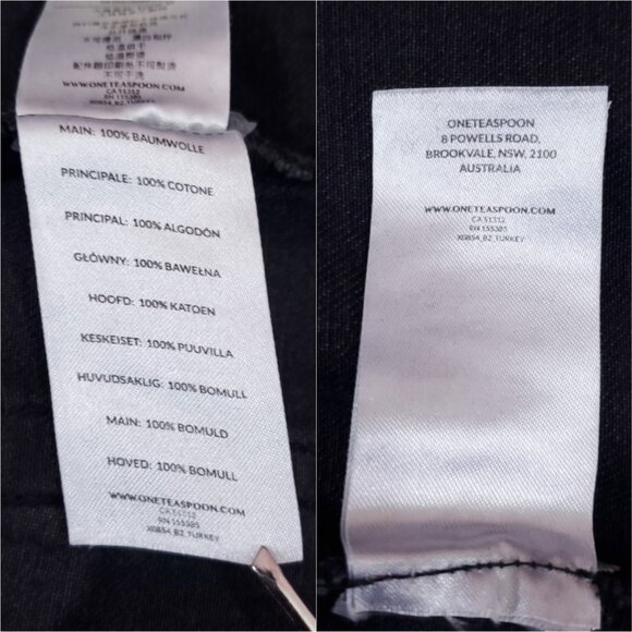 *FLAWS* One Teaspoon Medium Shabbies Drawstring Boyfriend Worn Black Denim Jeans - Picture 11 of 12